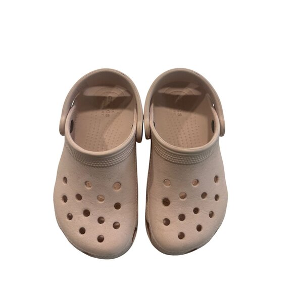 Kids Beige Crocs Clog Shoes W/ Adjustable Heel Strap Size 10C - Picture 1 of 7